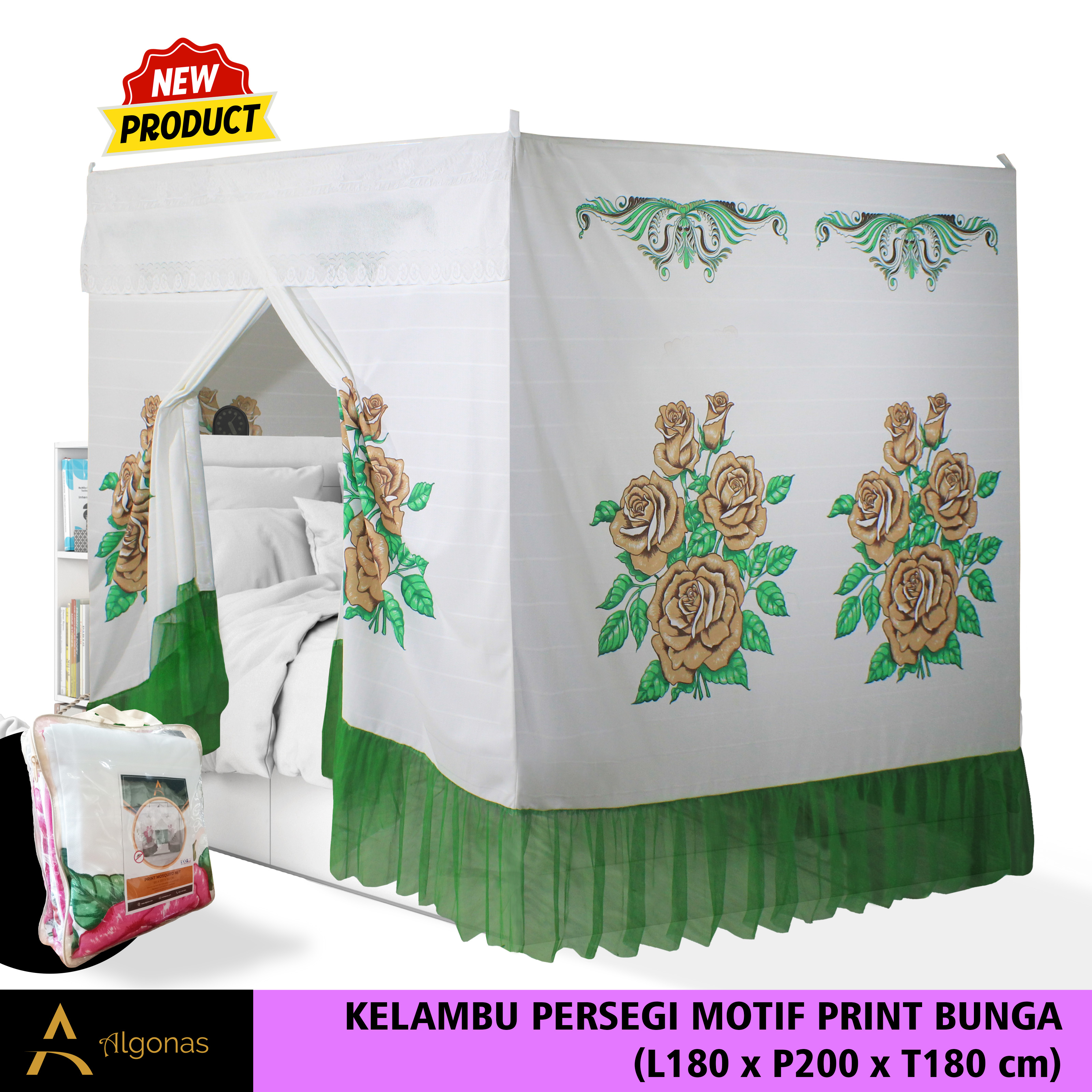 Kelambu Tidur Persegi Tebal Bermotif Tidak Tembus Pandang